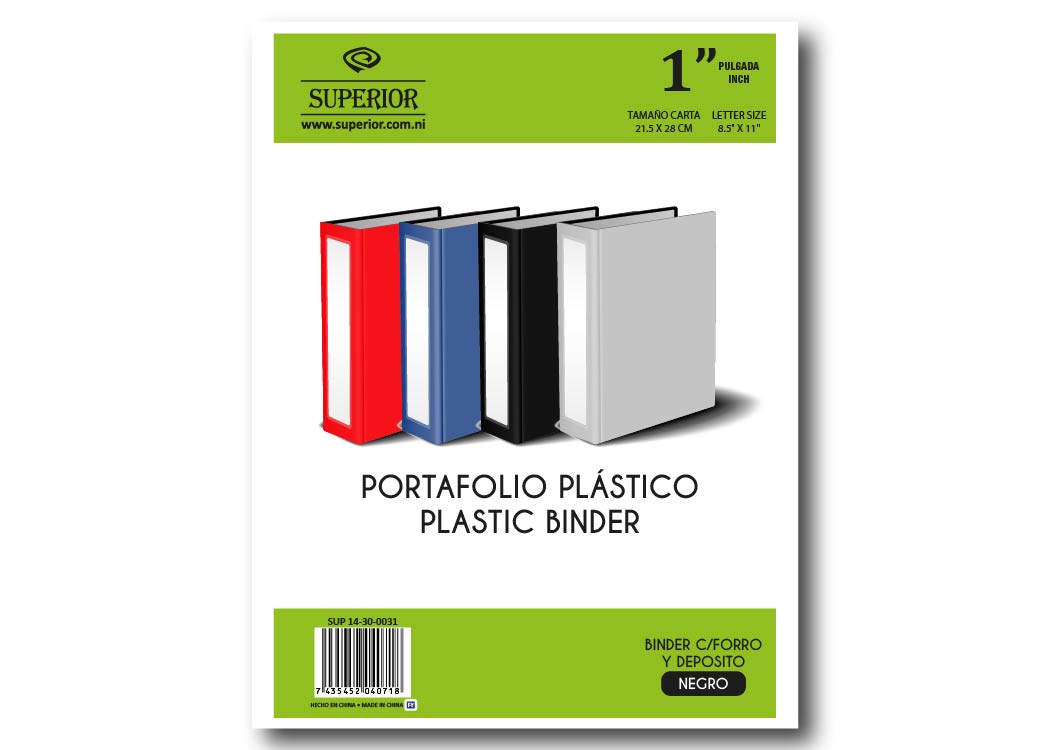 BINDER DE 1 PLG NEGRO C/FORRO SIN VENTANA